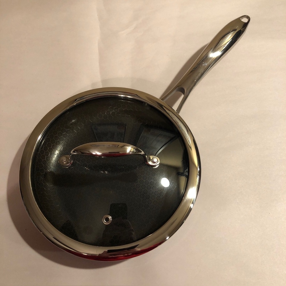 HexClad 8 Inch Hybrid Stainless Steel Non-Stick Frying Pan with Lid